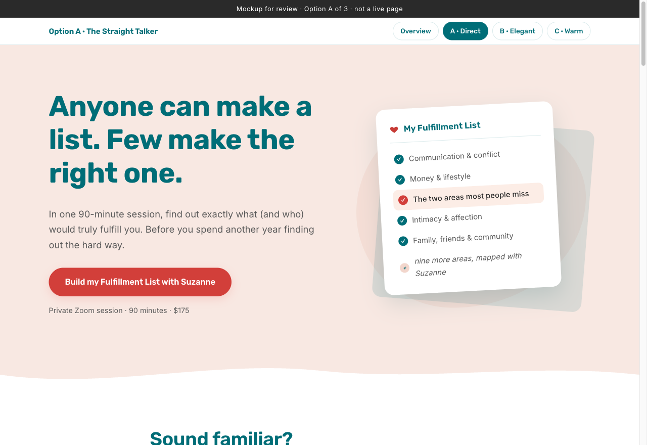 Preview of the Option A page