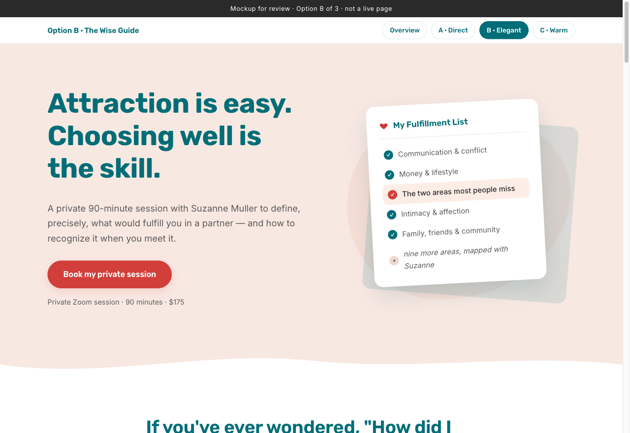 Preview of the Option B page